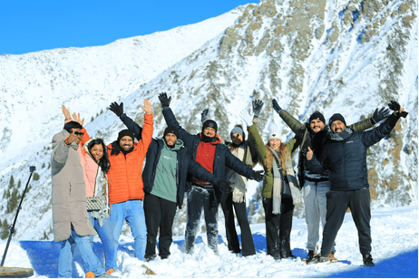 Team at an international offsite event